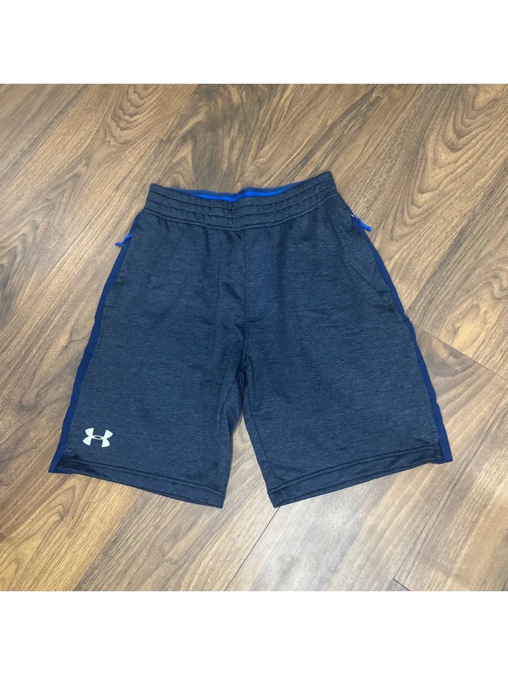 Under Armour Men’s Athletic Shorts Blue Heather Loose Fit Medium Gym Training